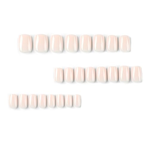 Nude Press on Nails Short Fake Nails Solid Color False Acrylic Nails