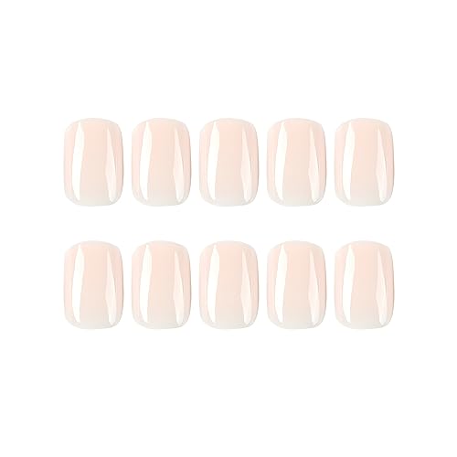Nude Press on Nails Short Fake Nails Solid Color False Acrylic Nails