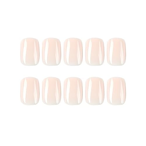 Nude Press on Nails Short Fake Nails Solid Color False Acrylic Nails