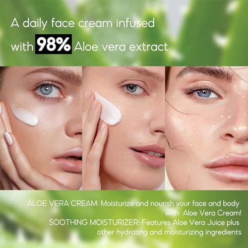 Aloe Vera Moisturizer Facial Cream,Facial Cream With 98% Organic Aloe Ve