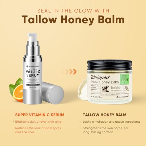 Beef Tallow Honey Balm for Skin: 100% Grass Fed Whipped Organic Moisturizer