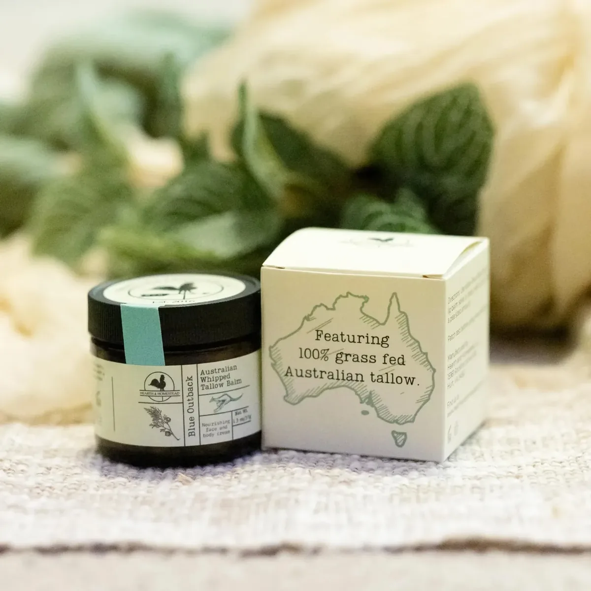 Handmade Blue Outback Australian Whipped Tallow Balm with Emu, Jojoba, Sandalwood, and Blue Cypress