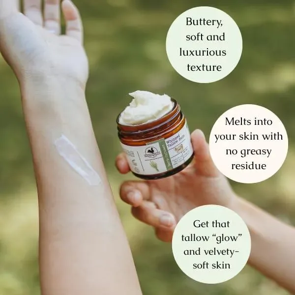 Handmade Whipped Tallow Balm (Unscented/Herb-Infused) 1.3 oz