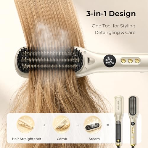Steam Hair Straightener Brush for Women