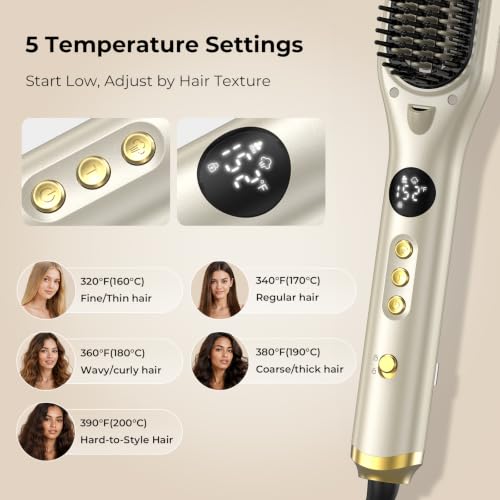 Steam Hair Straightener Brush for Women