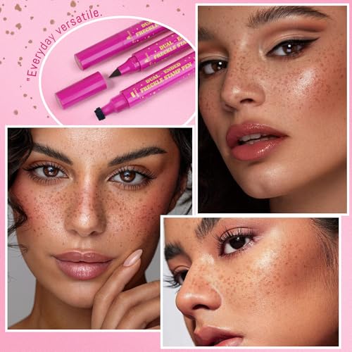 2 in 1 Freckle Stamp Pen Waterproof for Natural Lifelike Faux Freckle Stamp Long Lasting Q