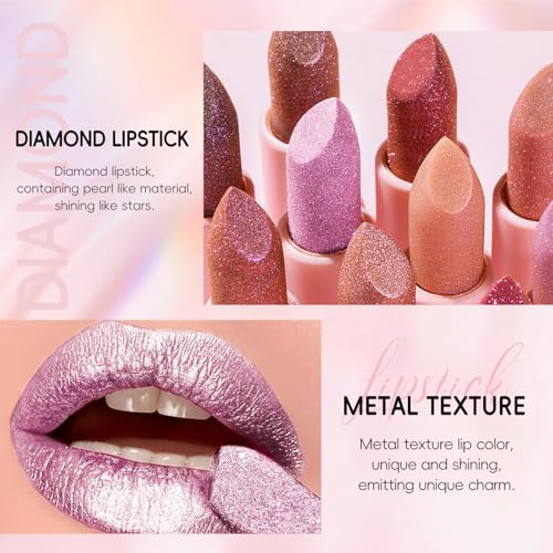 Metallic Pink Frost Glitter Lipstick for Women