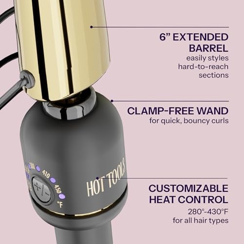 24K Gold Extended Barrel Oval Tapered Curling Wand