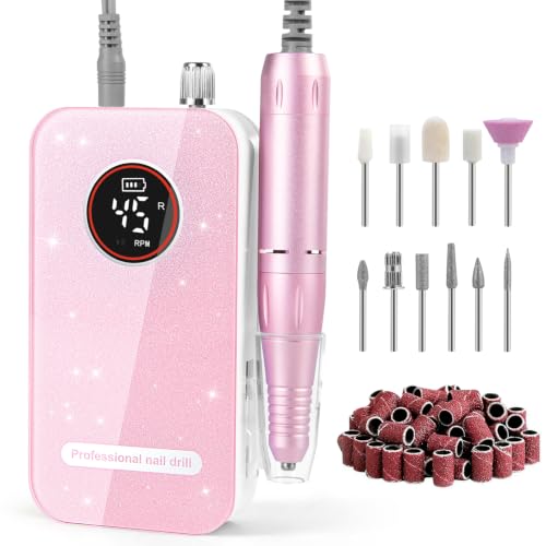 Professional Nail Drill 45000RPM Rechargeable Cordless