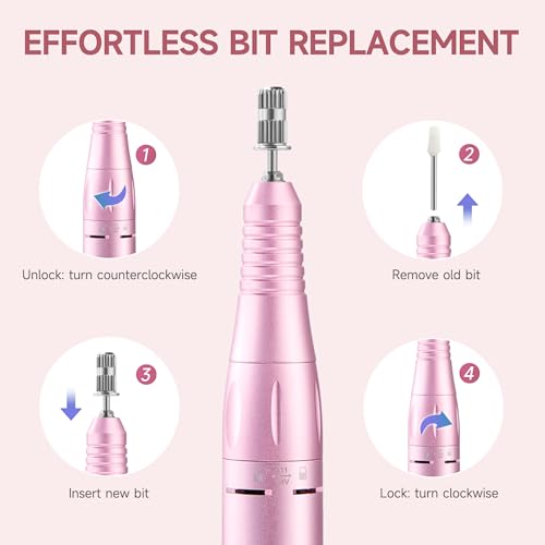 Professional Nail Drill 45000RPM Rechargeable Cordless