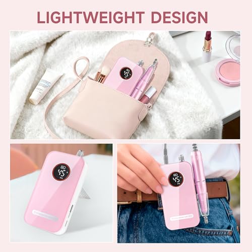 Professional Nail Drill 45000RPM Rechargeable Cordless