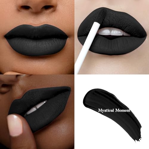 Jet Black Matte Liquid Lipstick Long Lasting - Mystical Moment | Highly Pigmented Full Cov