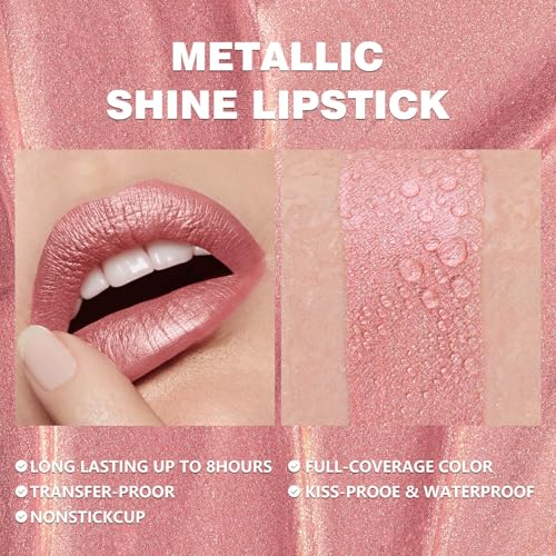 Light Pink Metallic Liquid Lipstick 12HR Long Wear (0.2 fl oz)
