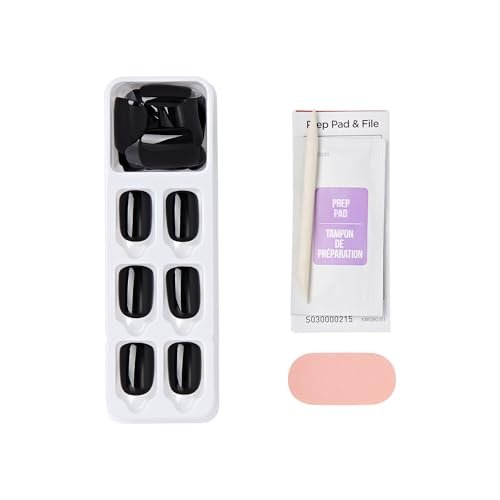Kiss Impress No Glue Mani Press On Nails Kit, 30 All Black Peel and Stic