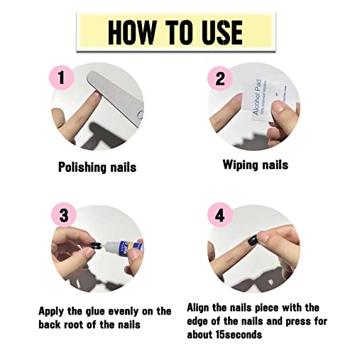 Press on Nails Short Oval Fake Nails Brown Blue False Nails with Polka Dot Designs Cute Gl