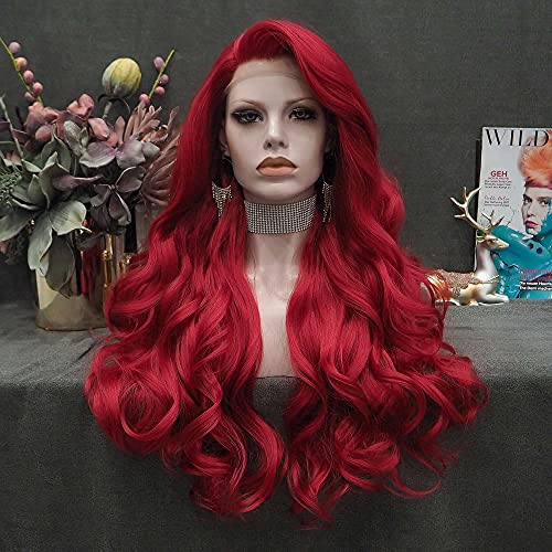 Red Lace Front Long Wavy Wig
