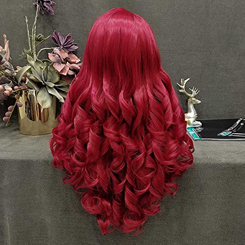 Red Lace Front Long Wavy Wig
