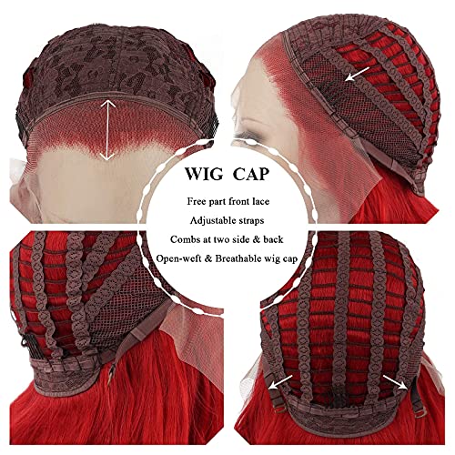 Red Lace Front Long Wavy Wig
