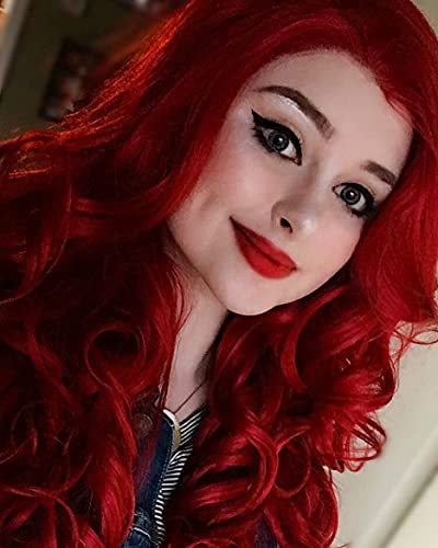 Red Lace Front Long Wavy Wig