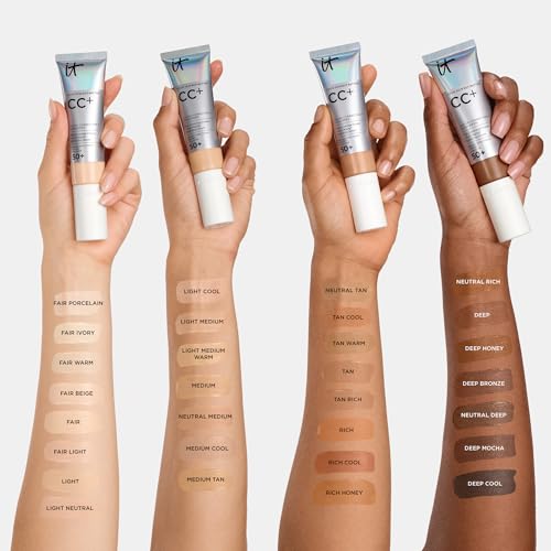 CC+ Cream (Medium) - Natural Full Coverage Foundation With SPF 50+, Color Corrector & Anti-Aging Hydrating Serum, Hyaluronic Acid + Peptides, Lightweight - 1.08 fl oz