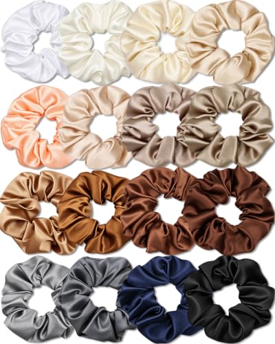 Satin Scrunchies 16 Pack Neutral
