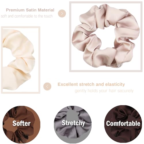 Satin Scrunchies 16 Pack Neutral