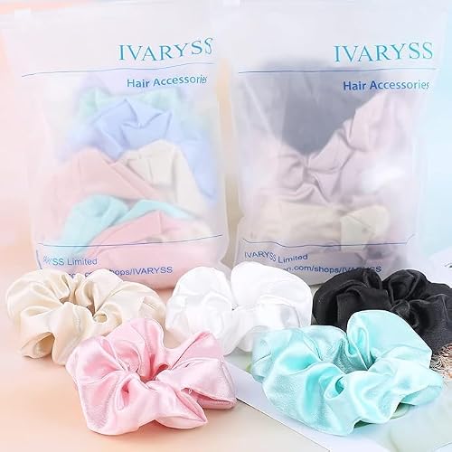 Satin Scrunchies 16 Pack Neutral