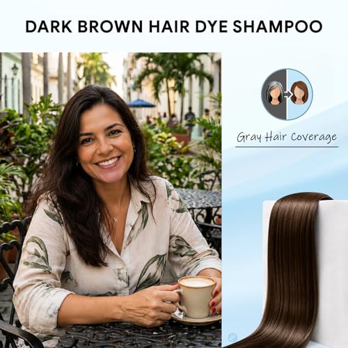 Dark Brown Hair Dye Shampoo Color Shampoo for Gray Coverage for Women Men