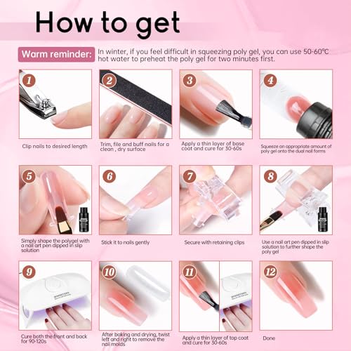 Poly Extension Gel Nail Kit 14 PCS with Slip Solution