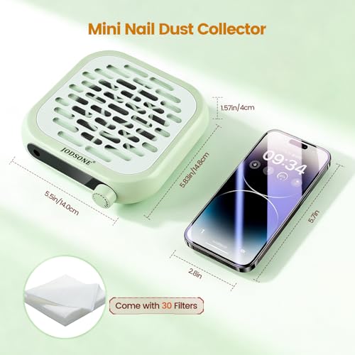 Mini Nail Dust Collector Pocket Sized 6000RPM Portable with Filters
