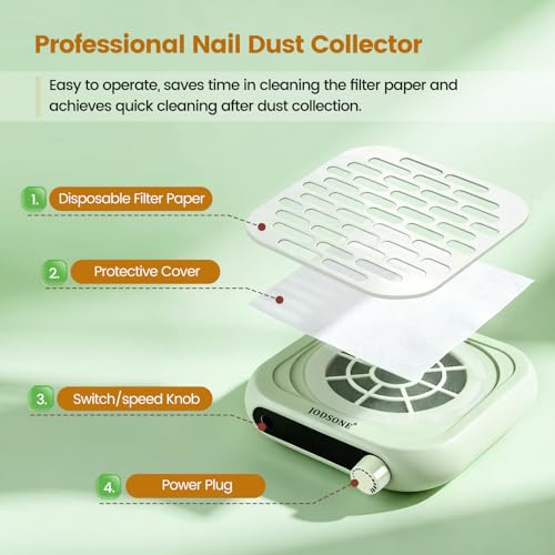 Mini Nail Dust Collector Pocket Sized 6000RPM Portable with Filters