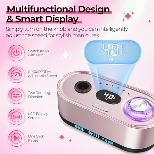 40000RPM Professional Nail Drill E-File for Gel Polish