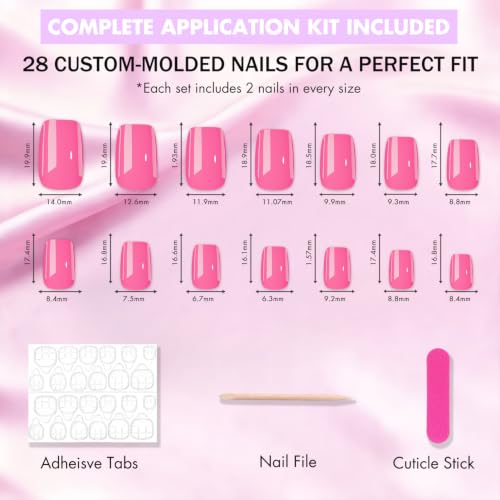 JOYVVEW Bright Yellow Press On Nails Medium Square