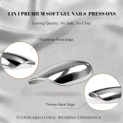 Chrome Press On Nails Short