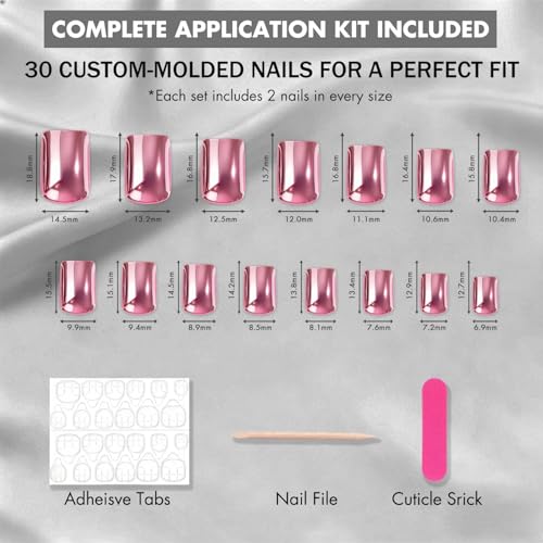 Chrome Press On Nails Short