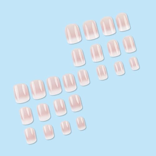 Short Square Press on Nails French Fake Nails Ombre Acrylic Nails Press