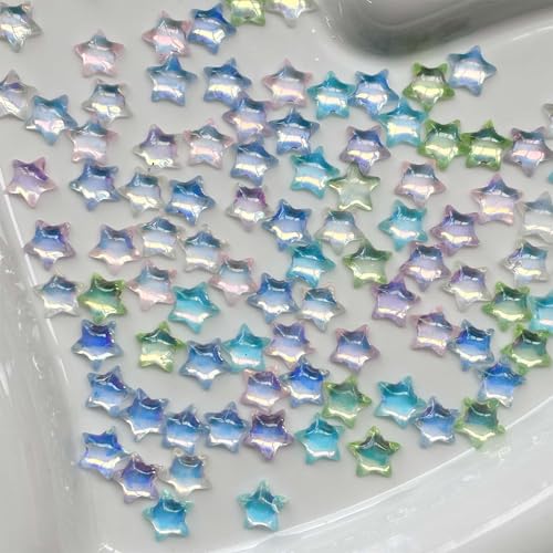 100 Pcs Star Nail Charms 3D Crystal Stars Nail Art Rhinestones Aurora Star Nail Art Charms