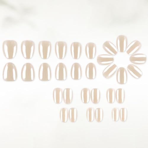32pcs Nude Chrome Press on Nails