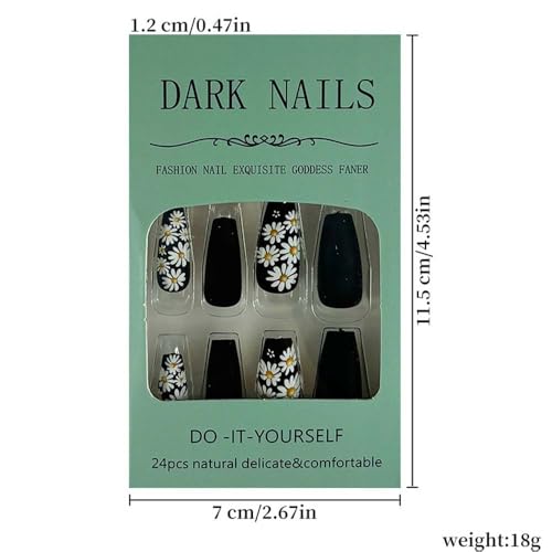 black daisy coffin press-ons