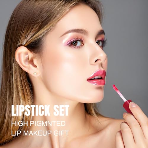 12Pcs Liquid Lipstick Makeup Set, Metallic Matte Lip Oil Gift Set