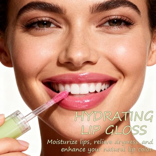 4 Pack Hydrating Glow Lip Oil Set, Moisturizing Lip Gloss, LIGHT