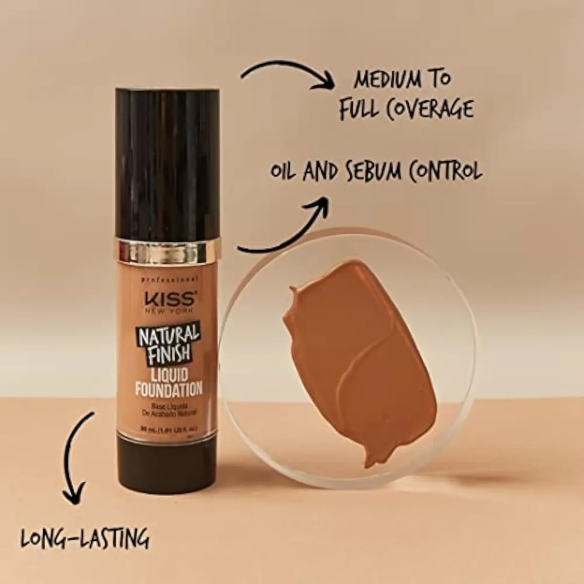 New York Professional Liquid Foundation - Lightweight and Hydrating Formula, Natural Finish, Control Shine, Cover Pores, Medium to Full Coverage, Green Tea Extract (Classic Ta