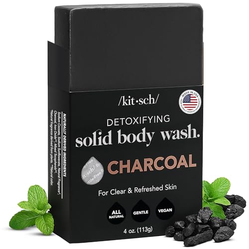 Charcoal Soap Body Wash Bar for Cleansing – Made in USA, 4 oz
