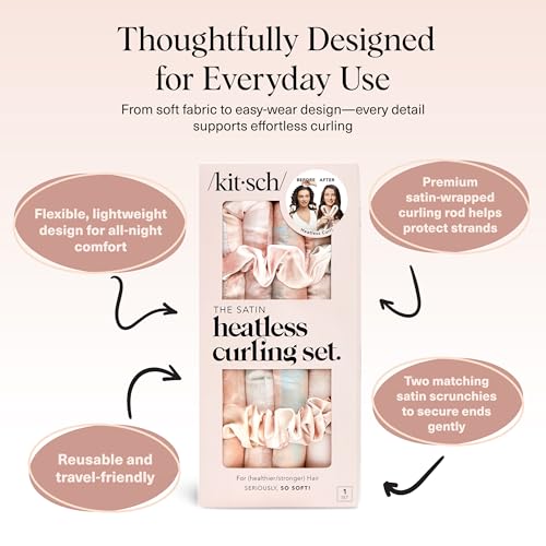 Kitsch Satin Heatless Curls Overnight Set - Sunset T