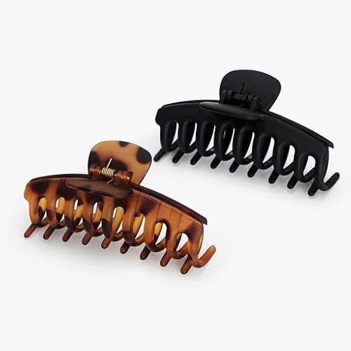 Large Hair Clips, Black & Tortoise