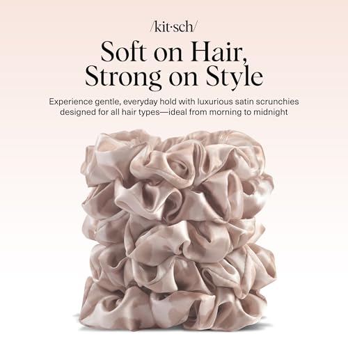 Leopard Print Satin Scrunchies 5 Pack