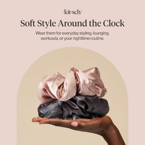 Pillow Satin Scrunchies Blush Charcoal 2 Pack