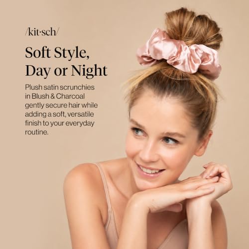 Pillow Satin Scrunchies Blush Charcoal 2 Pack