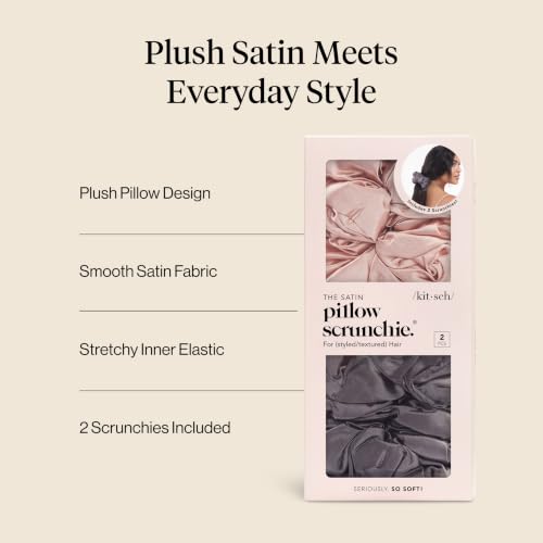 Pillow Satin Scrunchies Blush Charcoal 2 Pack
