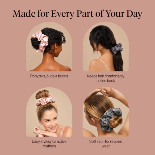 Pillow Satin Scrunchies Blush Charcoal 2 Pack